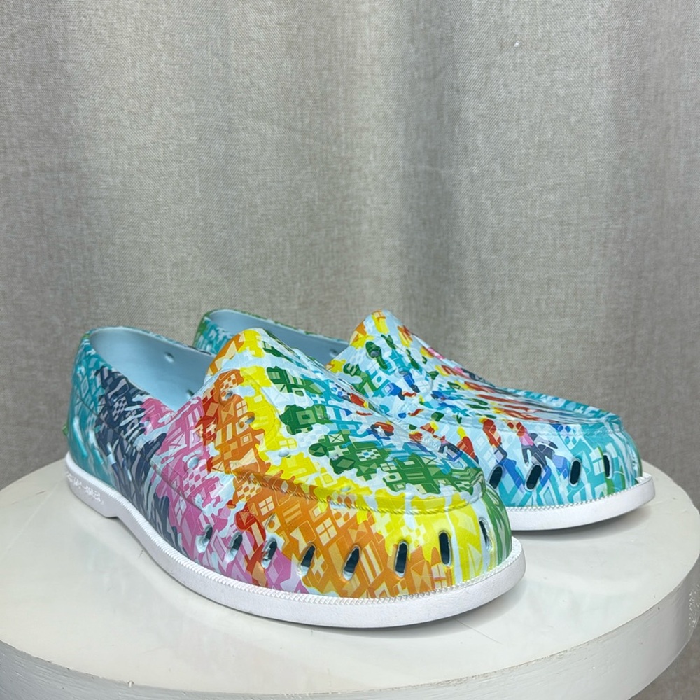 SPERRY TOPSIDER FLOAT BOAT SHOES RAINBOW GRAPHIC MENS SIZE 13 SLIP ON DECK SHOES - Picture 2 of 13